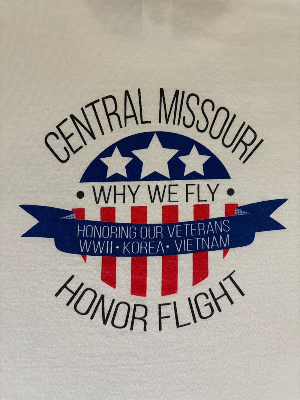 Honor Flight T Shirt Mens XL White Veteran Supporter WWII